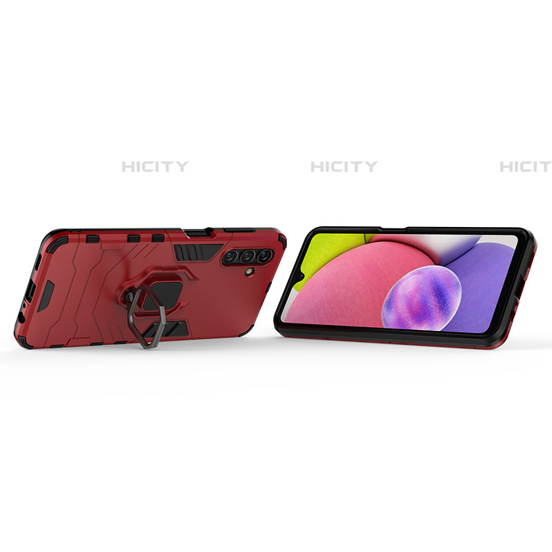 Funda Bumper Silicona y Plastico Mate Carcasa con Magnetico Anillo de dedo Soporte S01 para Samsung Galaxy A04s