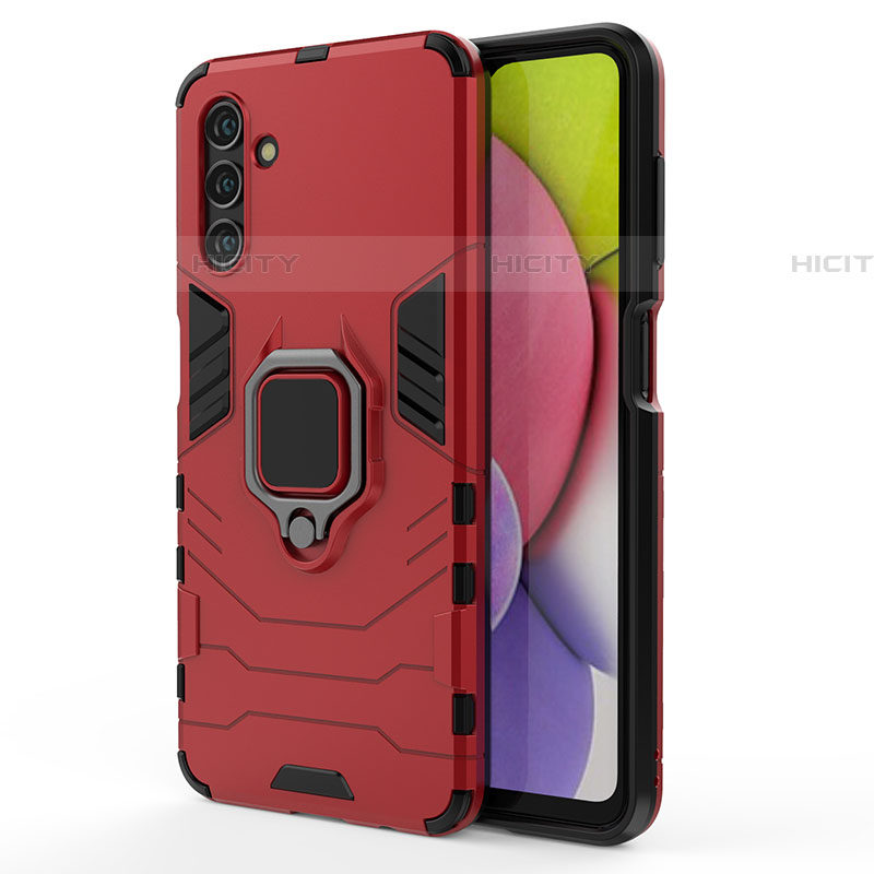 Funda Bumper Silicona y Plastico Mate Carcasa con Magnetico Anillo de dedo Soporte S01 para Samsung Galaxy A04s