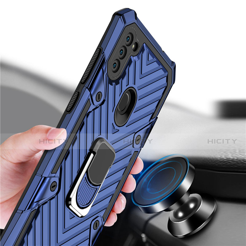 Funda Bumper Silicona y Plastico Mate Carcasa con Magnetico Anillo de dedo Soporte S01 para Samsung Galaxy A11