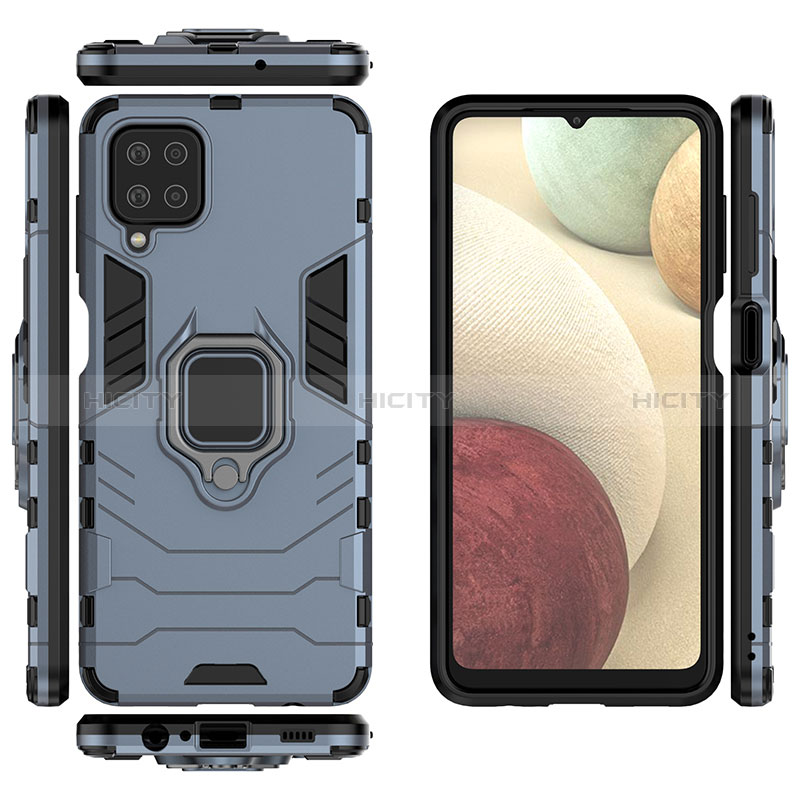 Funda Bumper Silicona y Plastico Mate Carcasa con Magnetico Anillo de dedo Soporte S01 para Samsung Galaxy A12 5G