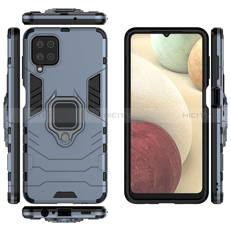 Funda Bumper Silicona y Plastico Mate Carcasa con Magnetico Anillo de dedo Soporte S01 para Samsung Galaxy A12