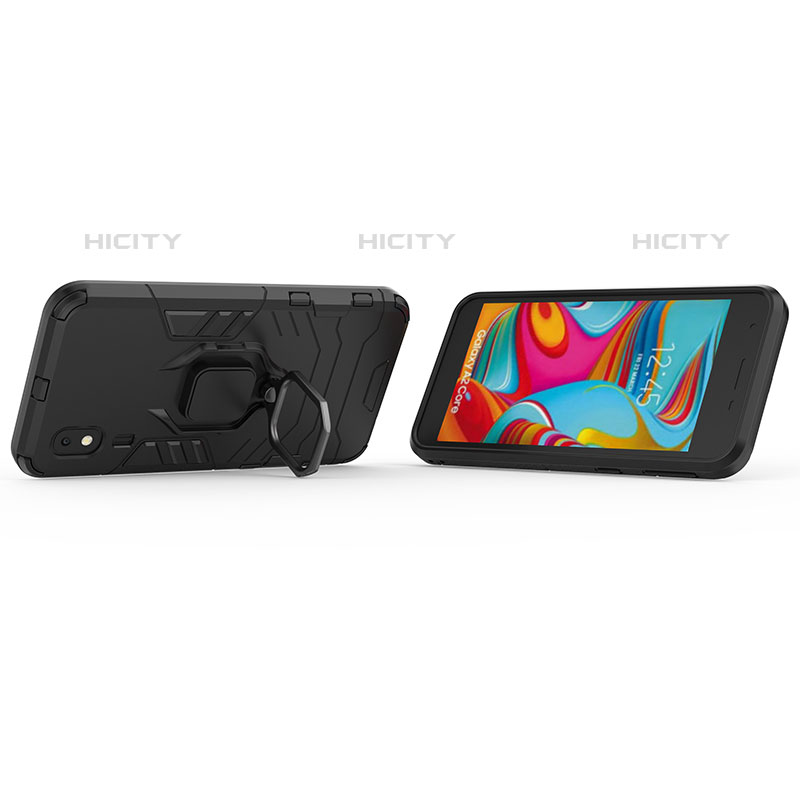 Funda Bumper Silicona y Plastico Mate Carcasa con Magnetico Anillo de dedo Soporte S01 para Samsung Galaxy A2 Core A260F A260G