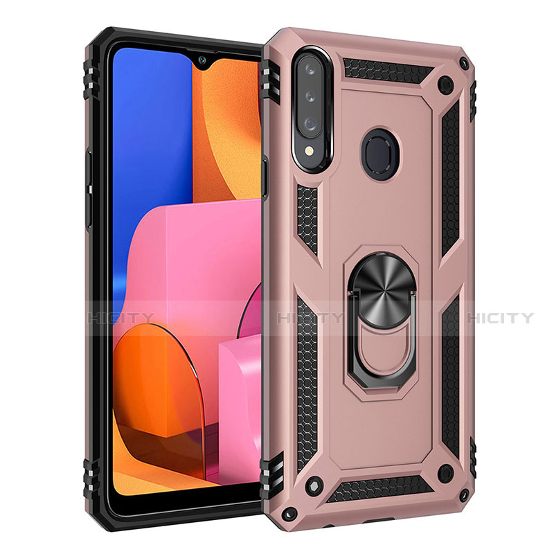 Funda Bumper Silicona y Plastico Mate Carcasa con Magnetico Anillo de dedo Soporte S01 para Samsung Galaxy A20s