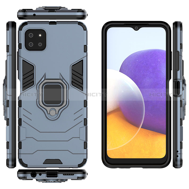 Funda Bumper Silicona y Plastico Mate Carcasa con Magnetico Anillo de dedo Soporte S01 para Samsung Galaxy A22s 5G