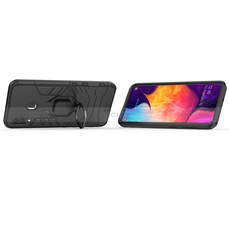 Funda Bumper Silicona y Plastico Mate Carcasa con Magnetico Anillo de dedo Soporte S01 para Samsung Galaxy A30