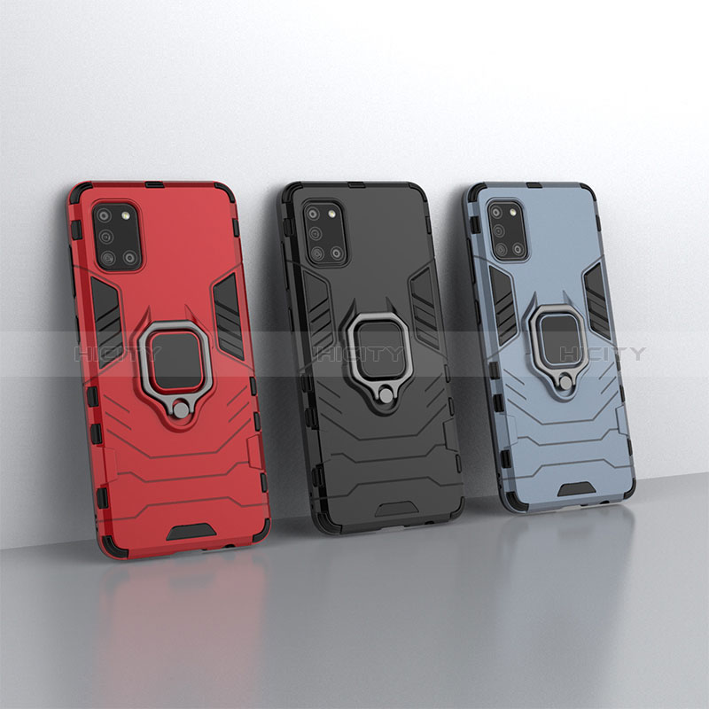 Funda Bumper Silicona y Plastico Mate Carcasa con Magnetico Anillo de dedo Soporte S01 para Samsung Galaxy A31