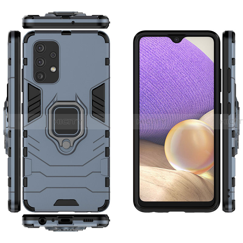 Funda Bumper Silicona y Plastico Mate Carcasa con Magnetico Anillo de dedo Soporte S01 para Samsung Galaxy A32 5G