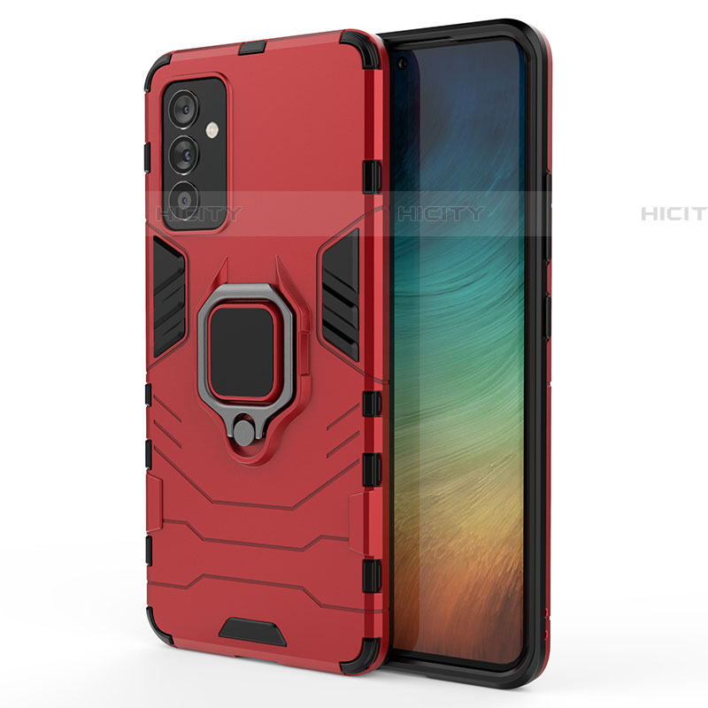 Funda Bumper Silicona y Plastico Mate Carcasa con Magnetico Anillo de dedo Soporte S01 para Samsung Galaxy A34 5G Rojo