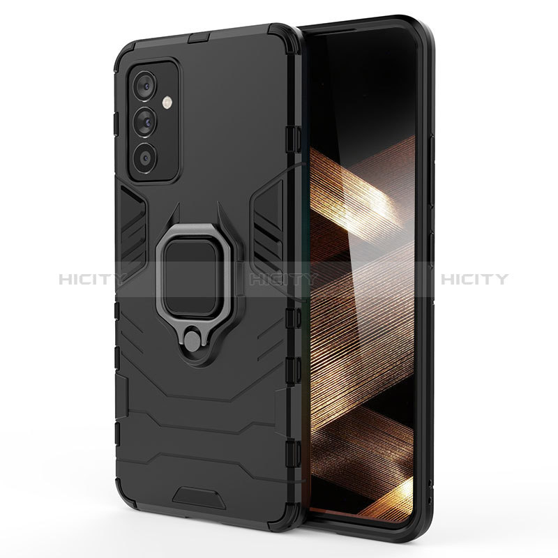 Funda Bumper Silicona y Plastico Mate Carcasa con Magnetico Anillo de dedo Soporte S01 para Samsung Galaxy A35 5G Negro