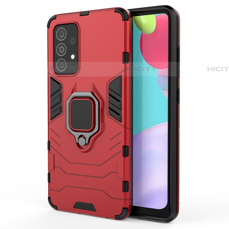 Funda Bumper Silicona y Plastico Mate Carcasa con Magnetico Anillo de dedo Soporte S01 para Samsung Galaxy A52 4G