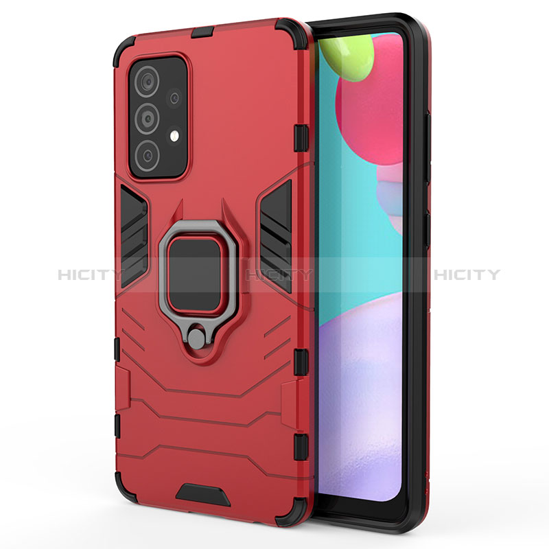 Funda Bumper Silicona y Plastico Mate Carcasa con Magnetico Anillo de dedo Soporte S01 para Samsung Galaxy A52s 5G