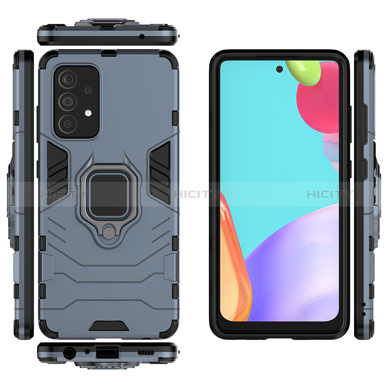 Funda Bumper Silicona y Plastico Mate Carcasa con Magnetico Anillo de dedo Soporte S01 para Samsung Galaxy A52s 5G