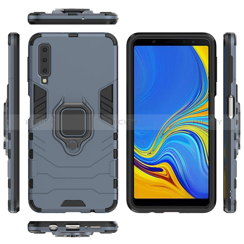 Funda Bumper Silicona y Plastico Mate Carcasa con Magnetico Anillo de dedo Soporte S01 para Samsung Galaxy A7 (2018) A750