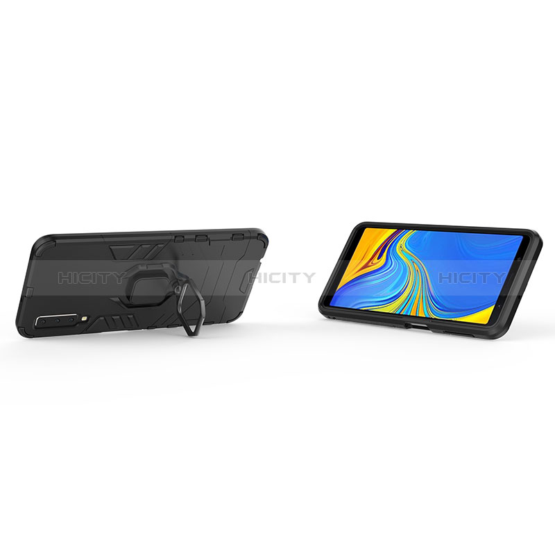 Funda Bumper Silicona y Plastico Mate Carcasa con Magnetico Anillo de dedo Soporte S01 para Samsung Galaxy A7 (2018) A750
