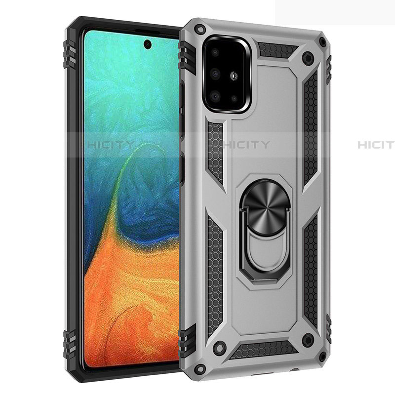 Funda Bumper Silicona y Plastico Mate Carcasa con Magnetico Anillo de dedo Soporte S01 para Samsung Galaxy A71 5G