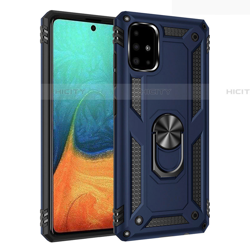 Funda Bumper Silicona y Plastico Mate Carcasa con Magnetico Anillo de dedo Soporte S01 para Samsung Galaxy A71 5G