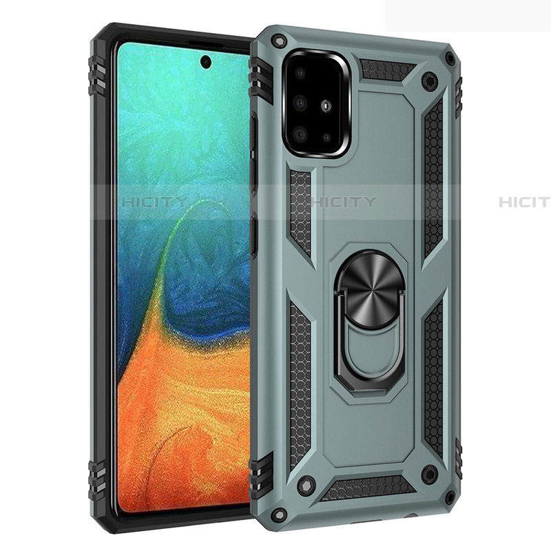 Funda Bumper Silicona y Plastico Mate Carcasa con Magnetico Anillo de dedo Soporte S01 para Samsung Galaxy A71 5G