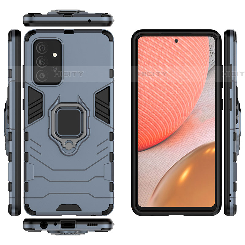 Funda Bumper Silicona y Plastico Mate Carcasa con Magnetico Anillo de dedo Soporte S01 para Samsung Galaxy A72 4G