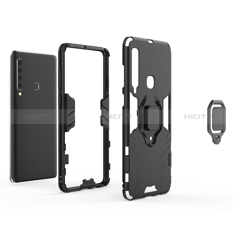 Funda Bumper Silicona y Plastico Mate Carcasa con Magnetico Anillo de dedo Soporte S01 para Samsung Galaxy A9 (2018) A920