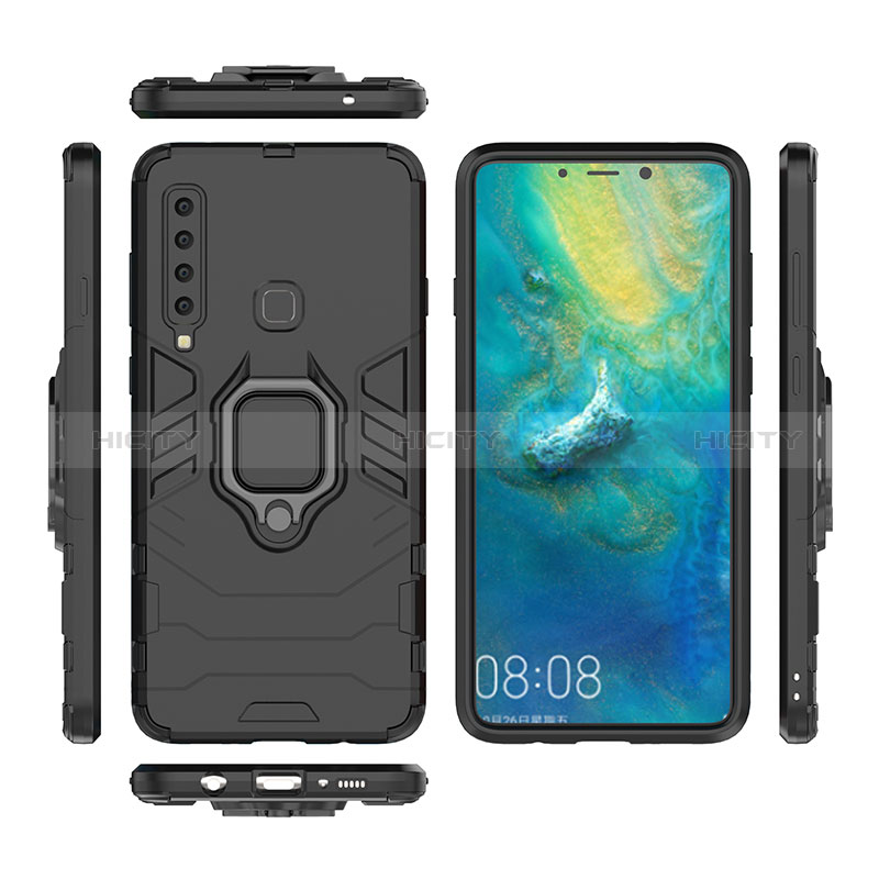 Funda Bumper Silicona y Plastico Mate Carcasa con Magnetico Anillo de dedo Soporte S01 para Samsung Galaxy A9 (2018) A920