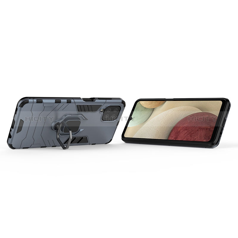 Funda Bumper Silicona y Plastico Mate Carcasa con Magnetico Anillo de dedo Soporte S01 para Samsung Galaxy F12