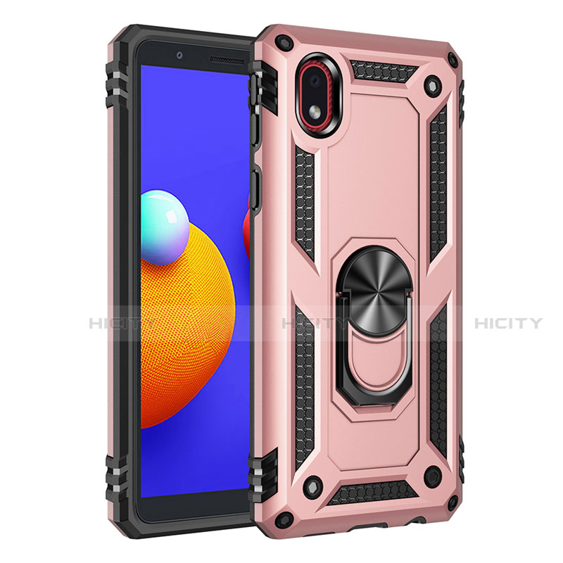 Funda Bumper Silicona y Plastico Mate Carcasa con Magnetico Anillo de dedo Soporte S01 para Samsung Galaxy M01 Core