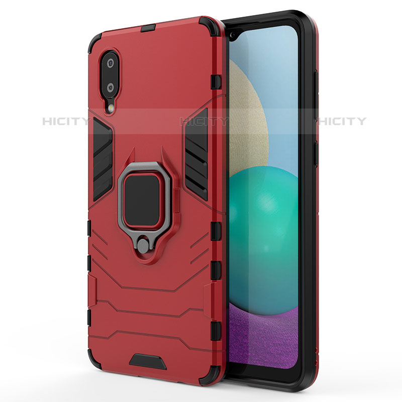 Funda Bumper Silicona y Plastico Mate Carcasa con Magnetico Anillo de dedo Soporte S01 para Samsung Galaxy M02