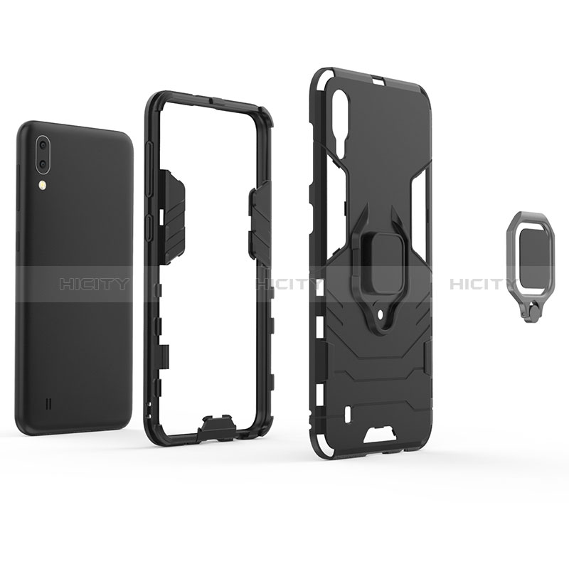 Funda Bumper Silicona y Plastico Mate Carcasa con Magnetico Anillo de dedo Soporte S01 para Samsung Galaxy M10