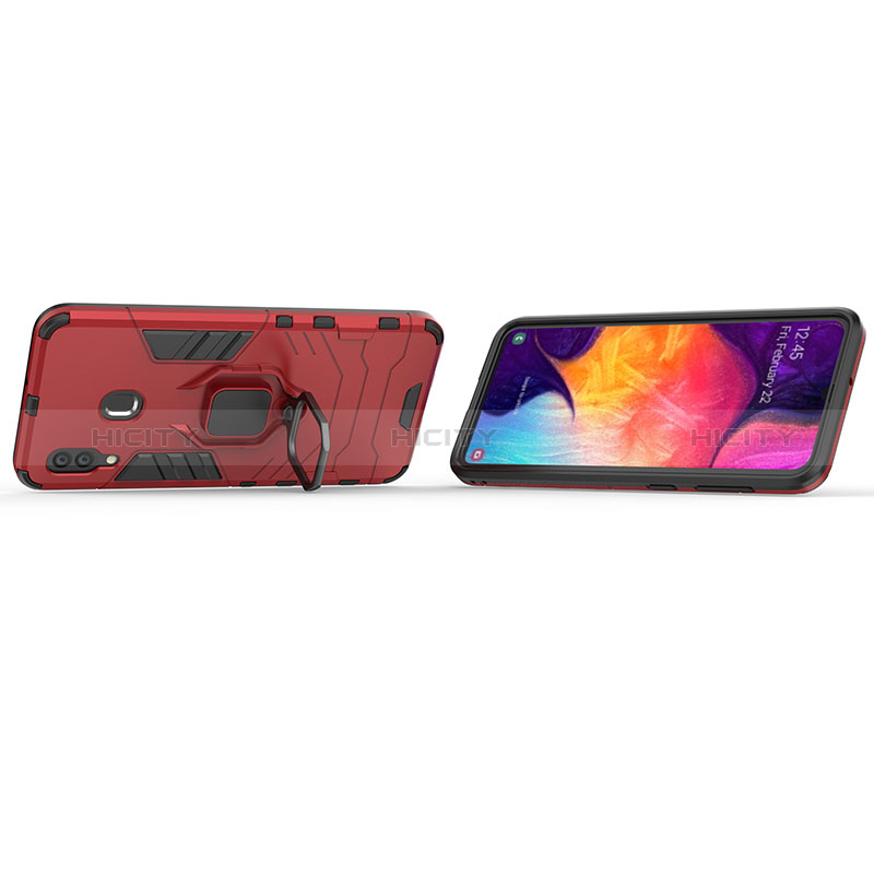 Funda Bumper Silicona y Plastico Mate Carcasa con Magnetico Anillo de dedo Soporte S01 para Samsung Galaxy M10S