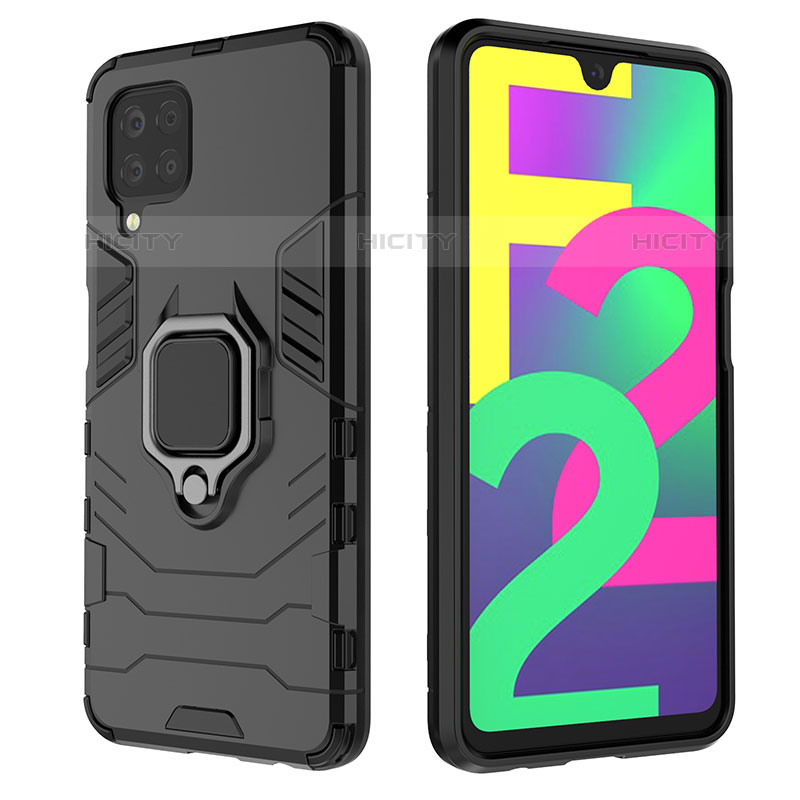 Funda Bumper Silicona y Plastico Mate Carcasa con Magnetico Anillo de dedo Soporte S01 para Samsung Galaxy M22 4G