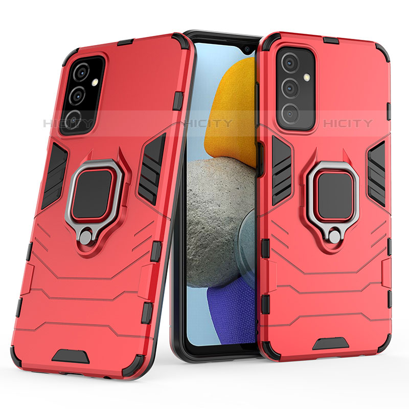 Funda Bumper Silicona y Plastico Mate Carcasa con Magnetico Anillo de dedo Soporte S01 para Samsung Galaxy M23 5G Rojo