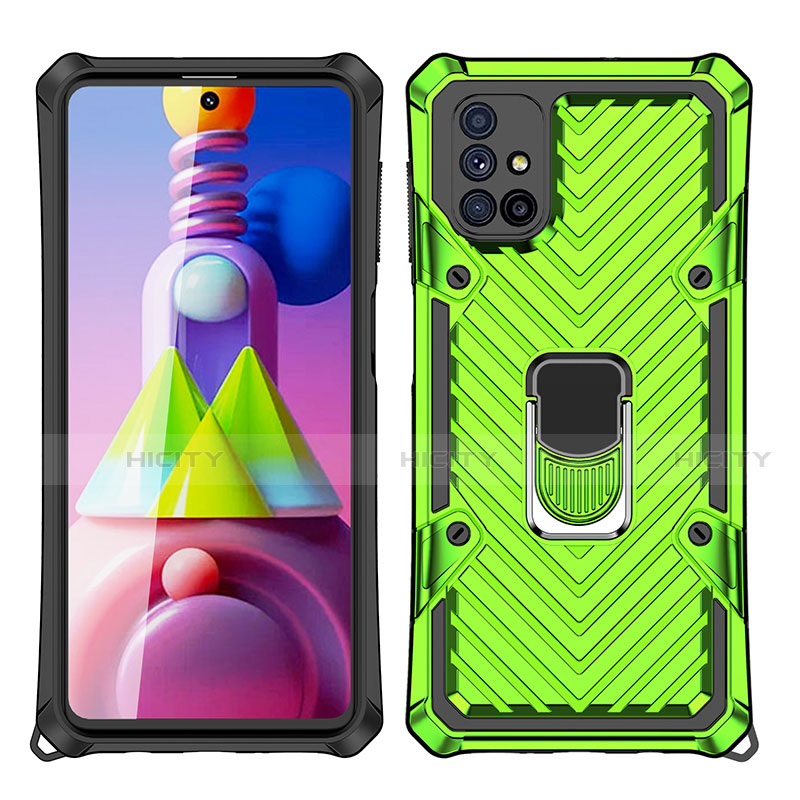 Funda Bumper Silicona y Plastico Mate Carcasa con Magnetico Anillo de dedo Soporte S01 para Samsung Galaxy M51