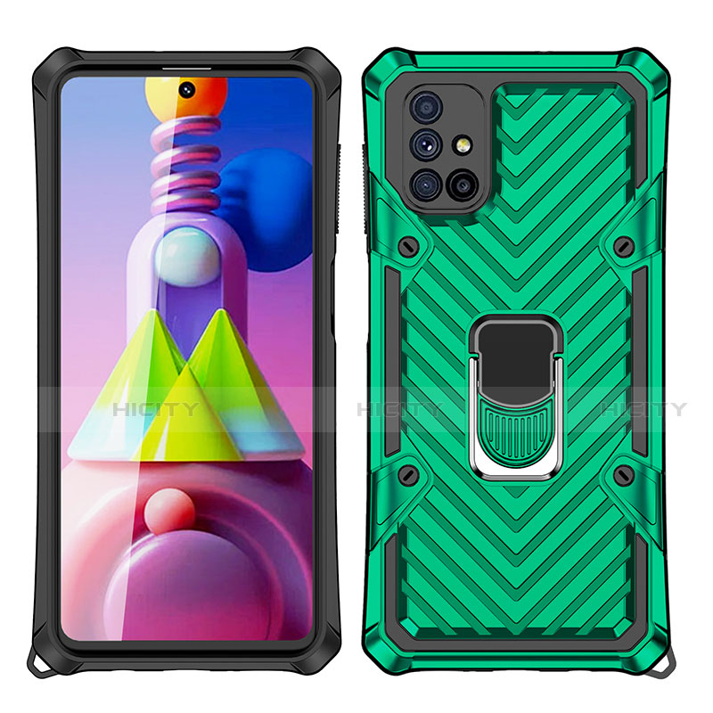 Funda Bumper Silicona y Plastico Mate Carcasa con Magnetico Anillo de dedo Soporte S01 para Samsung Galaxy M51