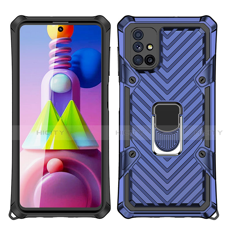 Funda Bumper Silicona y Plastico Mate Carcasa con Magnetico Anillo de dedo Soporte S01 para Samsung Galaxy M51