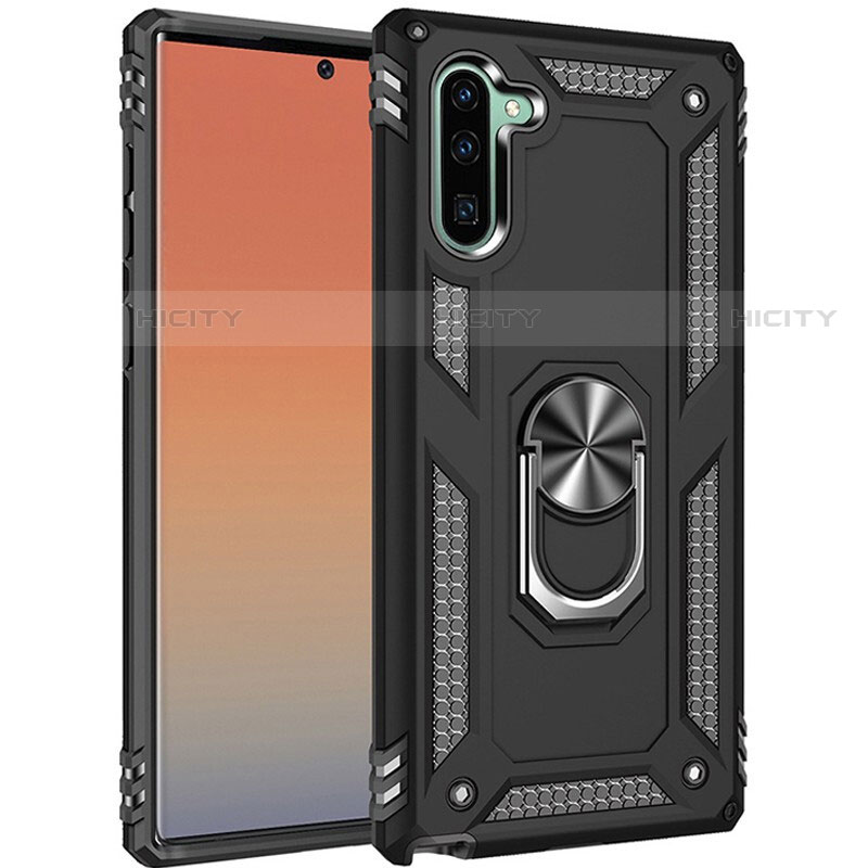 Funda Bumper Silicona y Plastico Mate Carcasa con Magnetico Anillo de dedo Soporte S01 para Samsung Galaxy Note 10