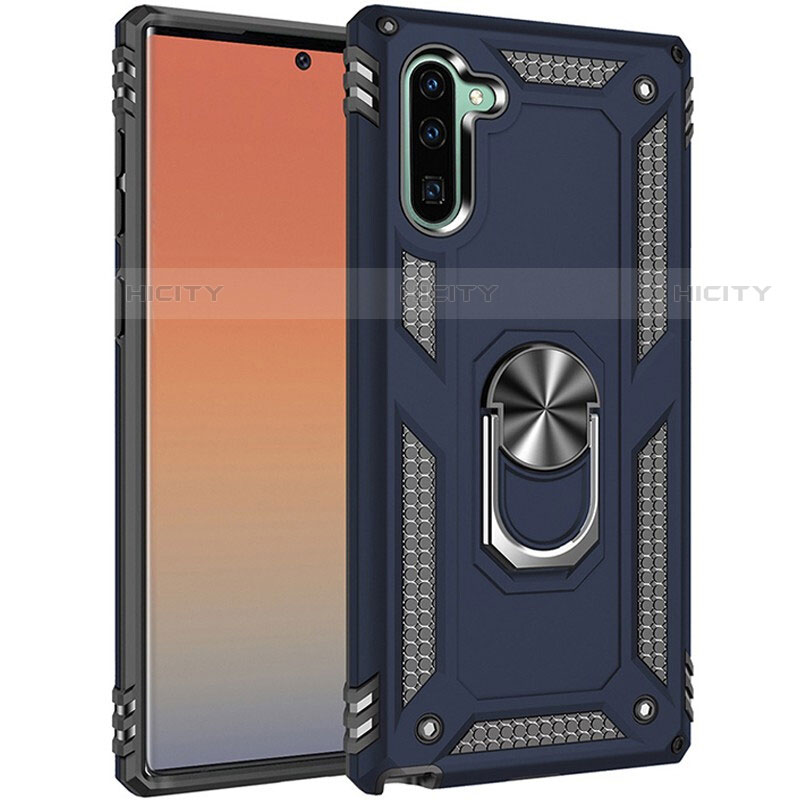 Funda Bumper Silicona y Plastico Mate Carcasa con Magnetico Anillo de dedo Soporte S01 para Samsung Galaxy Note 10