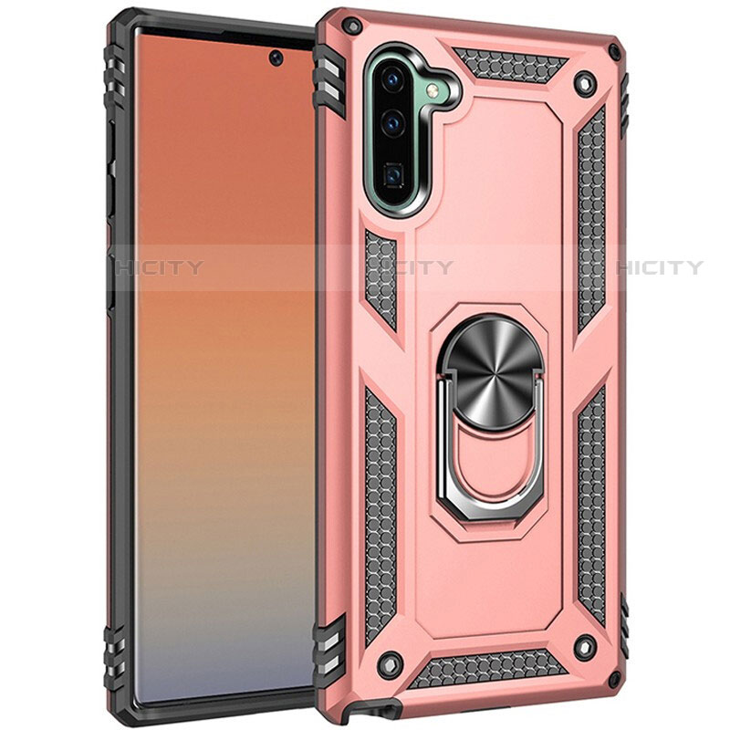 Funda Bumper Silicona y Plastico Mate Carcasa con Magnetico Anillo de dedo Soporte S01 para Samsung Galaxy Note 10 5G