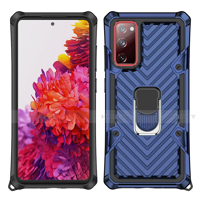 Funda Bumper Silicona y Plastico Mate Carcasa con Magnetico Anillo de dedo Soporte S01 para Samsung Galaxy S20 FE ((2022)) 5G Azul