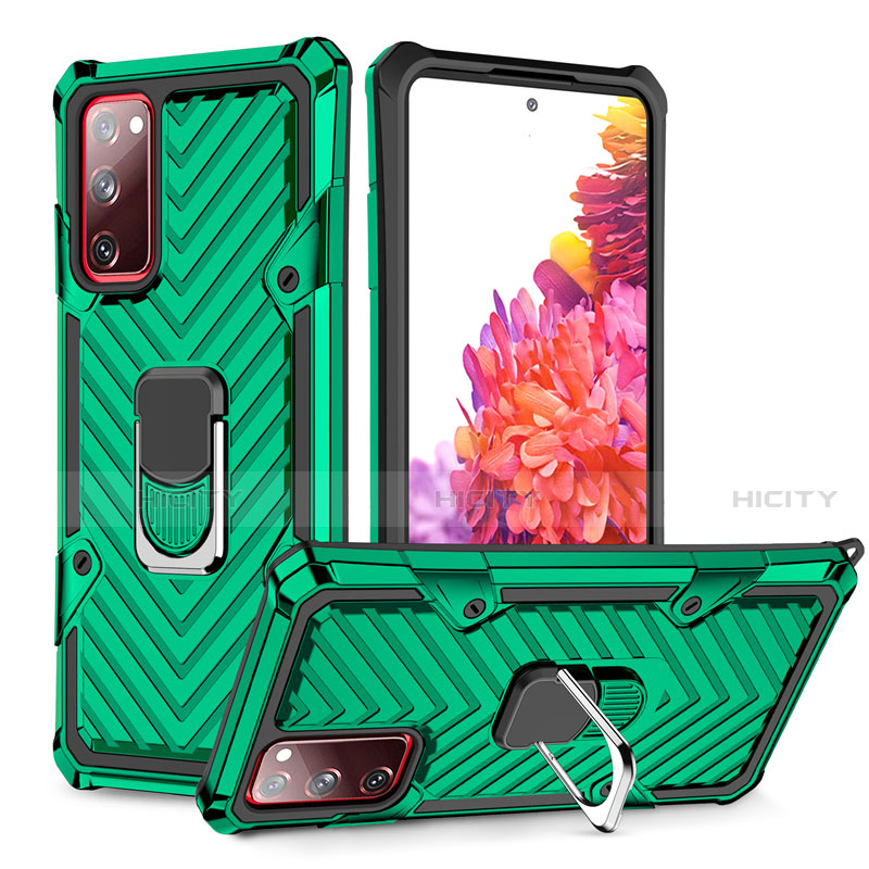 Funda Bumper Silicona y Plastico Mate Carcasa con Magnetico Anillo de dedo Soporte S01 para Samsung Galaxy S20 FE 4G