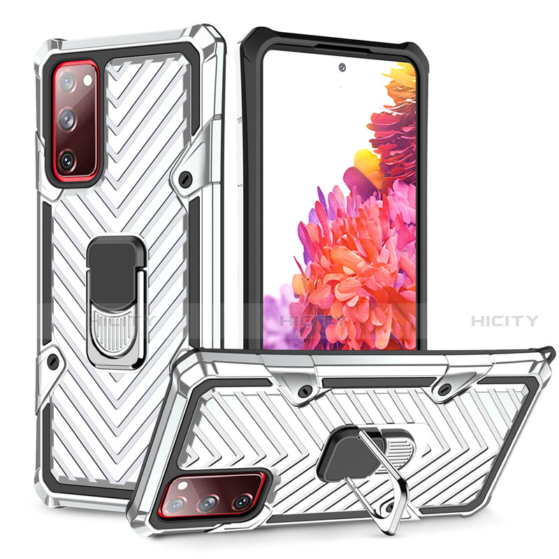 Funda Bumper Silicona y Plastico Mate Carcasa con Magnetico Anillo de dedo Soporte S01 para Samsung Galaxy S20 FE 4G