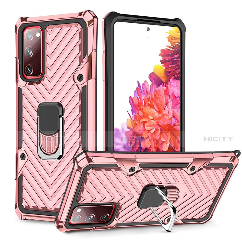 Funda Bumper Silicona y Plastico Mate Carcasa con Magnetico Anillo de dedo Soporte S01 para Samsung Galaxy S20 FE 5G