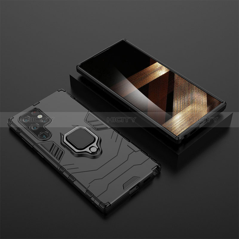 Funda Bumper Silicona y Plastico Mate Carcasa con Magnetico Anillo de dedo Soporte S01 para Samsung Galaxy S24 Ultra 5G