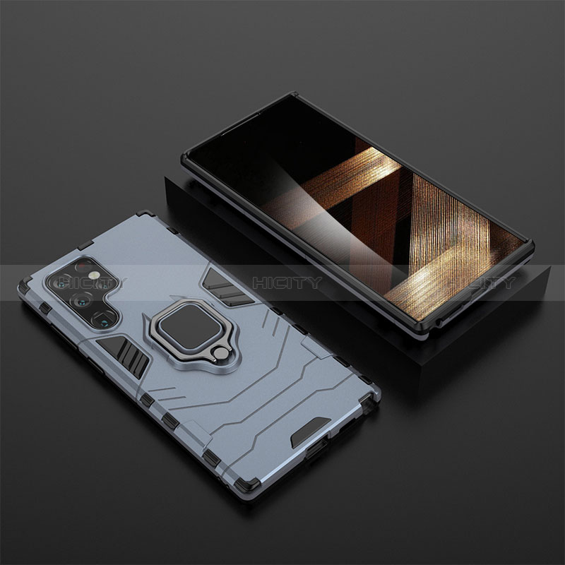 Funda Bumper Silicona y Plastico Mate Carcasa con Magnetico Anillo de dedo Soporte S01 para Samsung Galaxy S24 Ultra 5G