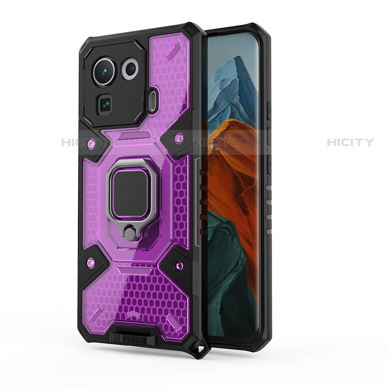 Funda Bumper Silicona y Plastico Mate Carcasa con Magnetico Anillo de dedo Soporte S01 para Xiaomi Mi 11 Pro 5G