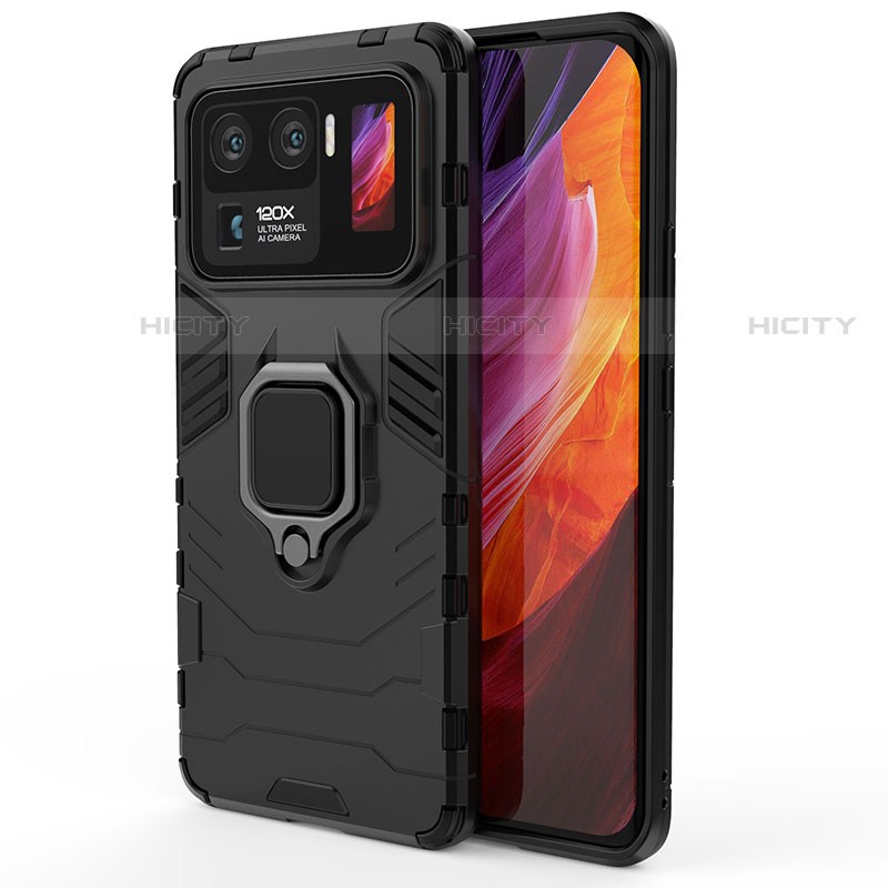 Funda Bumper Silicona y Plastico Mate Carcasa con Magnetico Anillo de dedo Soporte S01 para Xiaomi Mi 11 Ultra 5G