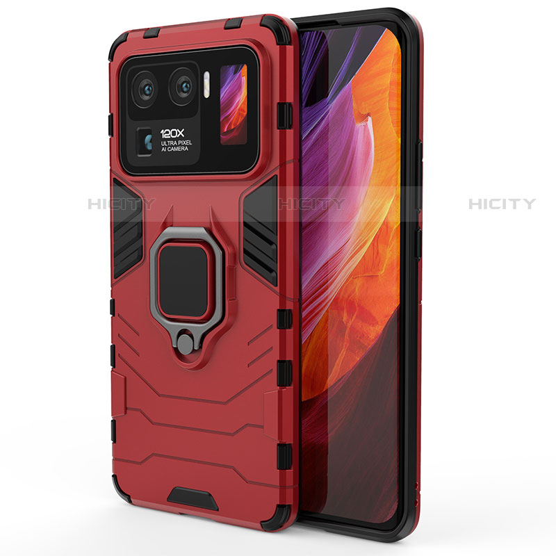 Funda Bumper Silicona y Plastico Mate Carcasa con Magnetico Anillo de dedo Soporte S01 para Xiaomi Mi 11 Ultra 5G