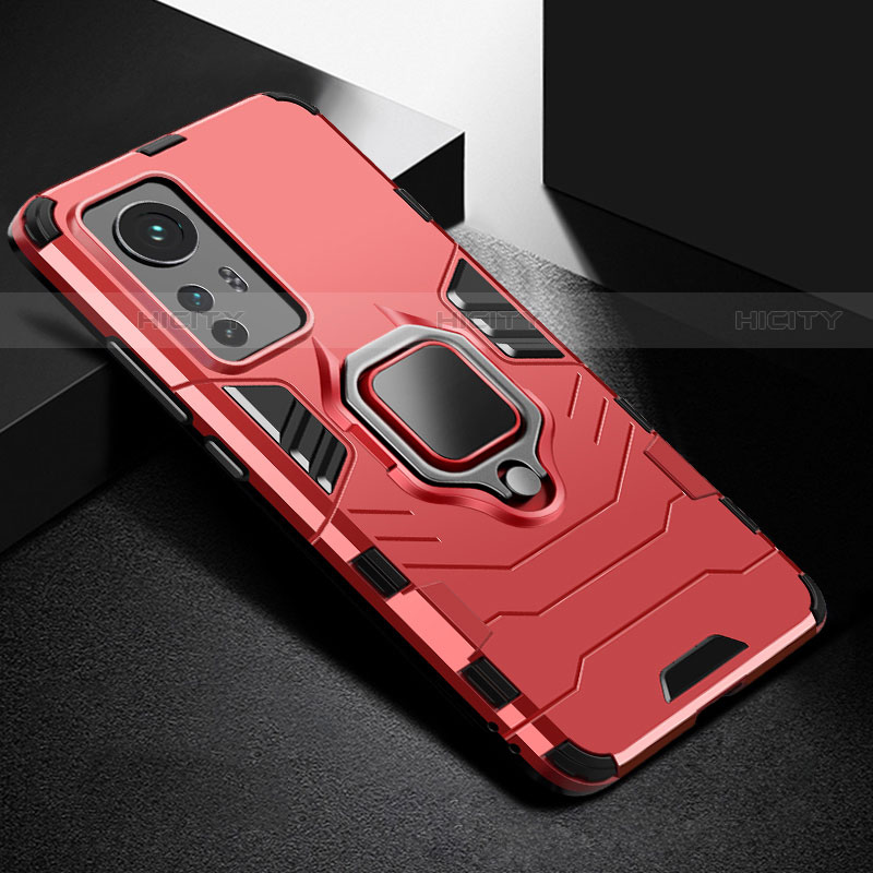 Funda Bumper Silicona y Plastico Mate Carcasa con Magnetico Anillo de dedo Soporte S01 para Xiaomi Mi 12 Lite 5G