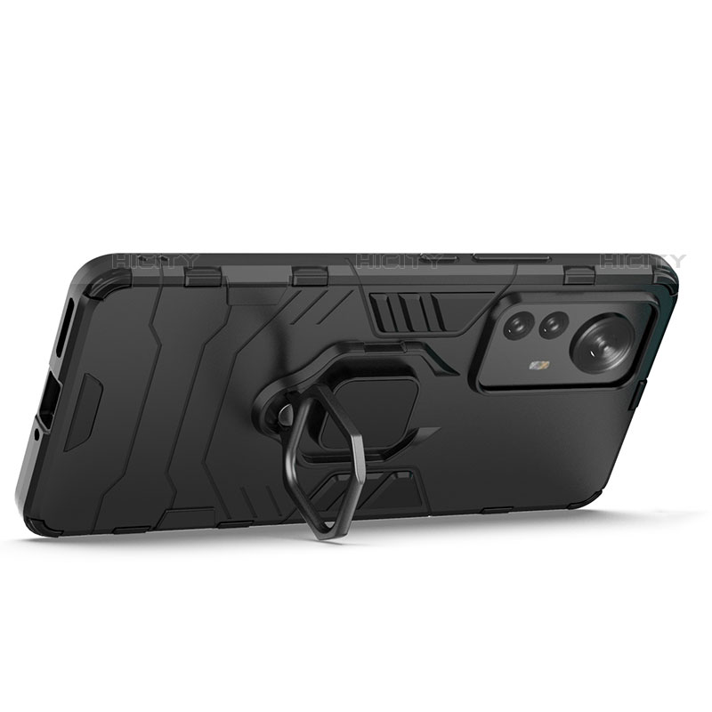 Funda Bumper Silicona y Plastico Mate Carcasa con Magnetico Anillo de dedo Soporte S01 para Xiaomi Mi 12 Lite 5G