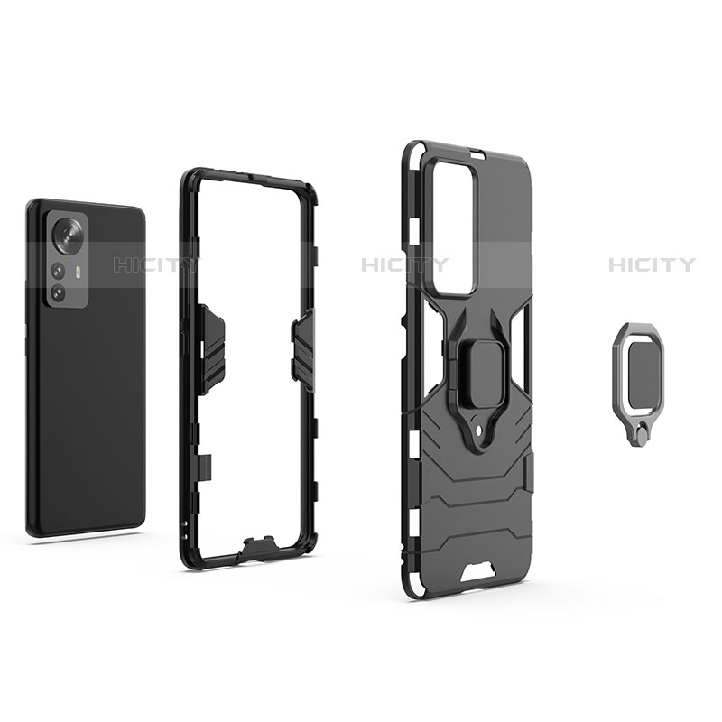 Funda Bumper Silicona y Plastico Mate Carcasa con Magnetico Anillo de dedo Soporte S01 para Xiaomi Mi 12S 5G