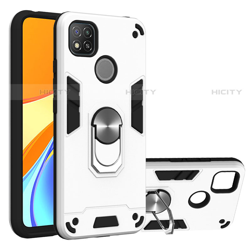 Funda Bumper Silicona y Plastico Mate Carcasa con Magnetico Anillo de dedo Soporte S01 para Xiaomi Redmi 9C